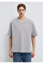 Jeans Embroidered V-Neck Gray T-Shirt Oversized / Wide Cut 0613171-80615 - 4