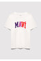 Logo Printed Ecru T-Shirt Loose Fit / Comfortable Loose Cut 7610425-70057 - 3