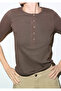 Button Detailed Brown T-Shirt Fitted / Bodycon Cut 1613852-71603 - 2