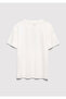 Logo Printed Ecru T-Shirt Loose Fit / Comfortable Loose Cut 7610425-70057 - 4