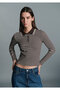 Striped Brown Polo T-Shirt Fitted / Slim Fit 1613836-91456 - 3