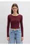 Long Sleeve Crop Basic T-Shirt Crop / Short Cut 1613403-70426 - 3
