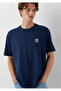 Logo Printed Navy Blue T-Shirt Loose Fit / Loose Relaxed Fit 0613014-70497 - 2
