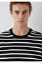 Black Ecru Striped Black T-Shirt Loose Fit / Relaxed Fit 0612860-70057 - 6