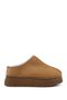 Women's Tan Suede W Tazz Thick Soled Fur Slippers