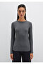 Long Sleeve Anthracite Basic T-Shirt Fitted / Body Fitted Cutout 1612817 -83096 - 3