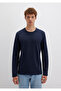Long Sleeve Navy Blue Basic T-Shirt Fitted 062477-27308 - 3