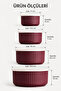 Set of 4 Round Storage Containers Striped Plum |   2.5L 1.5L 0.80L 0.45L |   Microwave and Freezer Compatible - 2