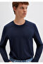 Long Sleeve Navy Blue Basic T-Shirt Fitted 062477-27308 - 2