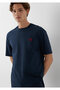 Seal Logo Embroidered Navy Blue T-Shirt Loose Fit / Loose Comfortable Cut 067074-33207 - 2