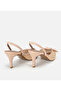 Women's Beige Straw Detailed Bowknot Short Heeled Stiletto - 4
