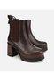Women's Brown Rubber Detailed Thick Heeled Boots - 2