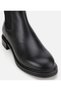 Women's Leather Black Rubber Detailed Flat Boots - 3