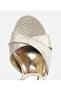 Women's Satin Metallic Gold High Heel Sandals - 5