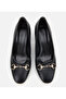 Women's Black Gold Buckle Thick Heeled Shoes - 6