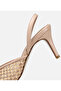 Women's Beige Straw Detailed Bowknot Short Heeled Stiletto - 6