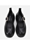 Women's Leather Black Wedge Heeled Buckle Ballerinas - 6