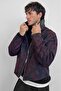 Men's Boxy Fit Leather Collar Jacquard Floral Patterned Jacket Black - 3