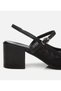 Women's Black Mesh Open Back Heeled Shoes - 4