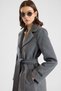 Medium Length Mono Closure Coat with Stitching Detail Dark Gray 3186 - 6