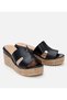Women's Leather Black Stone Heeled Slippers - 2
