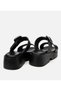 Women's Leather Black Belted Heeled Slippers - 6