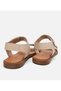 Women's Leather Beige Adjustable Flat Sandals - 6