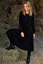 Women's Crew Neck Glittery Striped Knitwear Jacket Black