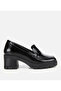 Women's Patent Leather Black Heeled Classic Loafer