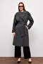 Oversized Coat with Epaulet and Cape Detail Dark Gray 3200