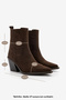 Women's Pointed Toe Cowboy Elastic Western Boots Erbe Brown Suede - 8