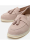 Women's Suede Leather Beige Tasseled Casual Loafer - 3