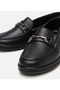 Women's Leather Black Buckle Casual Loafer - 3