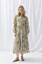 İz Kolekcyon Eco Print Relaxed Fit Long Dress - Green