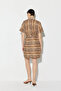 Striped Cotton Skirted Shirt Dress - Brown - 8