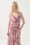 Long Scarf Tulle Evening Dress - Pink - 3