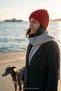 Red Knitted Folded Beanie - 3