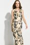 Degaje Collar Patterned Maxi Evening Dress - Beige - 4