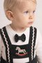 Baby Boy Velvet Salopet Set with Bow Tie and Horse Embroidery, 2-Piece Set - 3