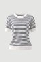 Striped Short Sleeve Knitwear Blouse - White - 6
