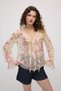 Floral Print Romantic Chiffon Blouse - Pink - 4