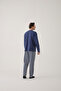 Men's Cotton Long Sleeve Top Astronaut Printed Lower Stripe Pajamas Set - 2
