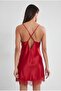 Satin Lace Women's Nightgown - 685 Red - 4