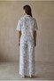 Braletli Linen Textured Women's Short Sleeve Pajama Set - Lx.26231 Ivory - 4