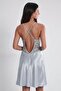 Satin Lace Women's Nightgown and Dressing Gown Set - 4050 Mist - 6