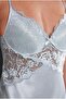 Satin Lace Women's Nightgown and Dressing Gown Set - 4050 Mist - 5