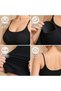 Ece's Women's Seamless Thin Strap Gathering Crop Tank Top Black W1012 - 3