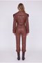 Women's Brown High Waist Leather Raised Dolores Trousers - 2