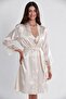 Satin Lace Women's Nightgown and Dressing Gown Set - 4075 İnci - 3