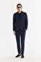 Men's Navy Blue Mono Collar Jacket with Pocket, Double Slit, Unlined, Bi-Stretch Comfort Fit Jacket A61Y4012 - 5